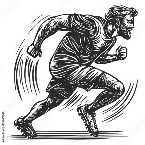Dynamic Male Runner in Motion Illustrating Athletic Energy and Speed