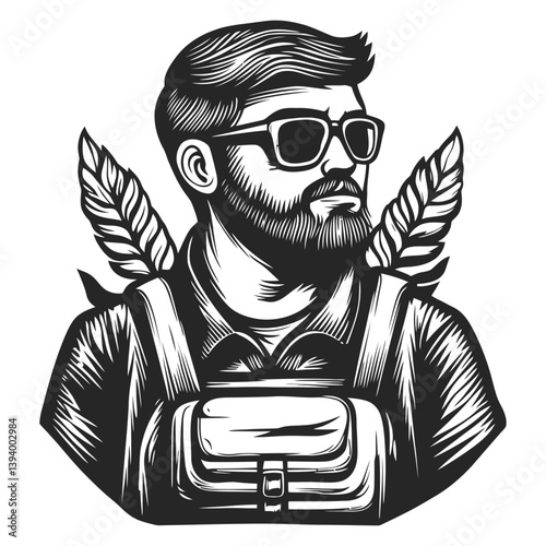 Stylish Explorer with Sunglasses and Backpack for Travel Adventure