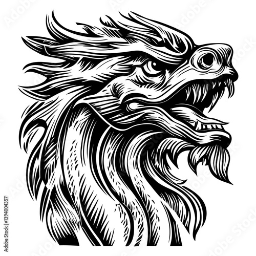 Wallpaper Mural Fierce Wolf Head Illustration with Intricate Line Art Design Torontodigital.ca