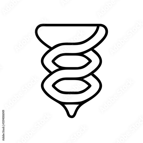 A powerful swirling vortex of energy, representing life's dynamic flow and the intertwining of fate, depicted in bold, black line art.