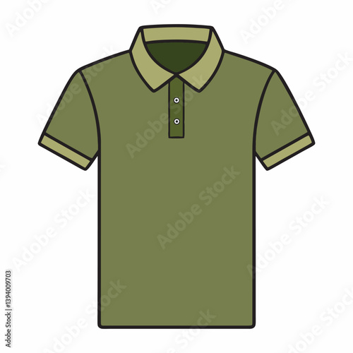 Olive color vector style and illustration polo shirt.