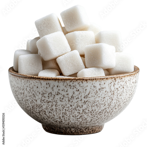  Sugar cubes in bowl isolated on transparent background