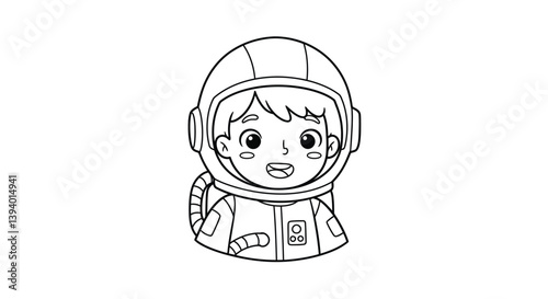 Cosmonaut in Space: A smiling astronaut is ready for his cosmic journey with helmet and jetpack to explore space.