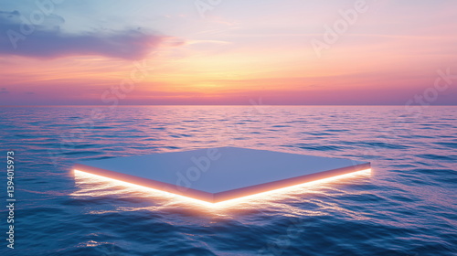 A square, flat surface floating on the ocean