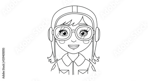 Pilot Portrait Sketch: Captivating sketch of a determined pilot with goggles and a focused gaze, showcasing ambition and dedication.
