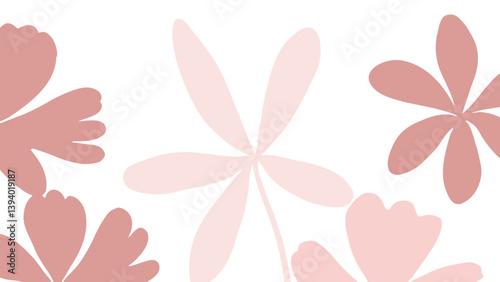 Pink flower bush illustration for print, wallpaper, clipart, wall art for home decoration.