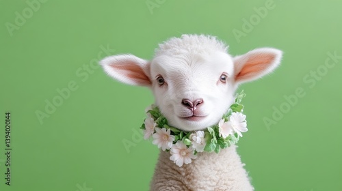 Wallpaper Mural Cute lamb adorned with floral wreath Torontodigital.ca