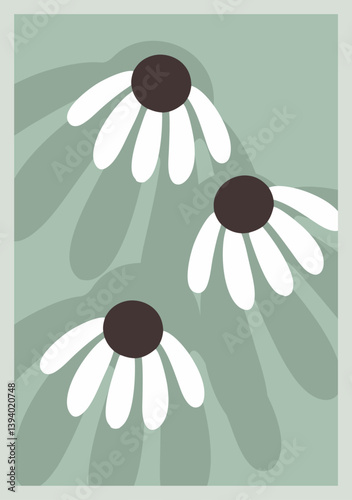 Floral retro illustration  for print, wallpaper, clipart, wall art for home decoration