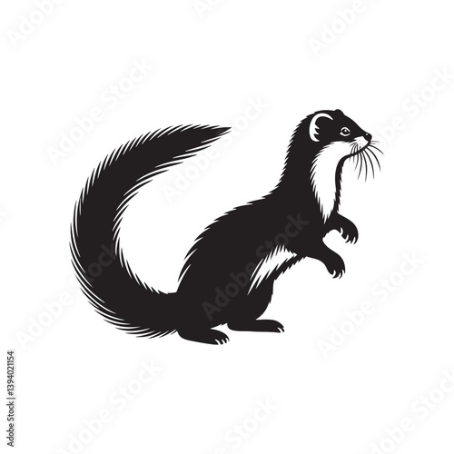 Wallpaper Mural Minimalist Ermine Silhouette - Ermine Vector - Illustration of Ermine - Design of Ermine. Torontodigital.ca