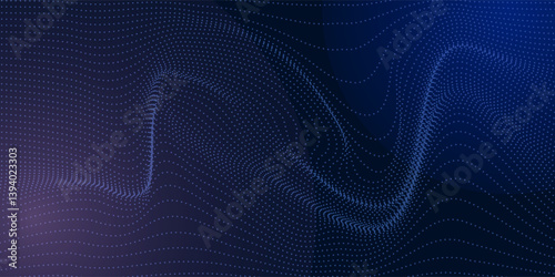 Abstract Waving Particle Technology Background Design. Abstract wave moving dots flow particles art, hi-tech and big data background design