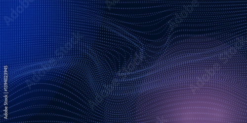 Abstract Waving Particle Technology Background Design. Abstract wave moving dots flow particles art, hi-tech and big data background design