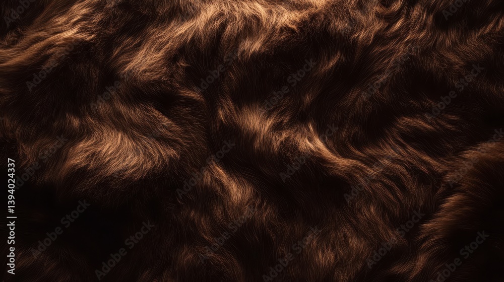 Naklejka premium Cozy Fur Texture: A detailed close-up unveils the luxurious texture of fur, its strands gently illuminated, highlighting the natural colors and soft, inviting feel.