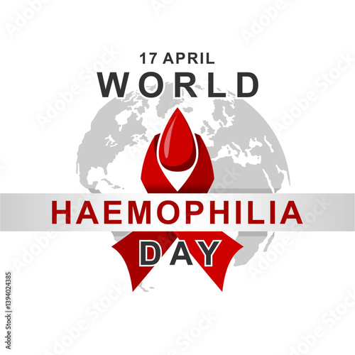 World Hemophilia Day Vector Illustration with Red Ribbon and Blood Drop, April 17 Awareness Graphic for World Haemophilia Day, Medical Support Symbol Design
