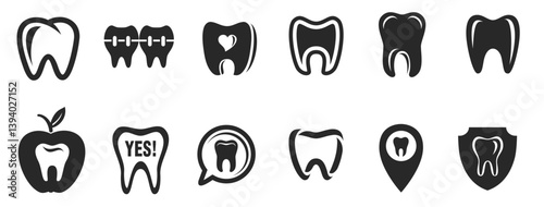 Tooth logo dental clinic icons set, vector