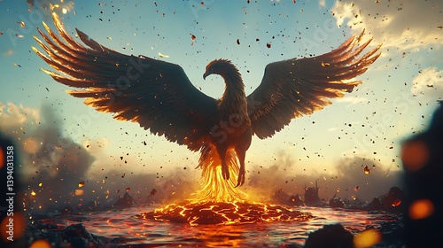 eagle in fire