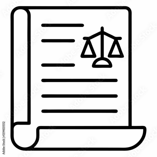 Legal Document outline icon on white background