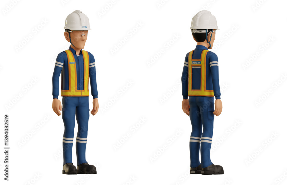 Isolate industrial worker stand on transparent background Isolate industrial worker stand on transparent background