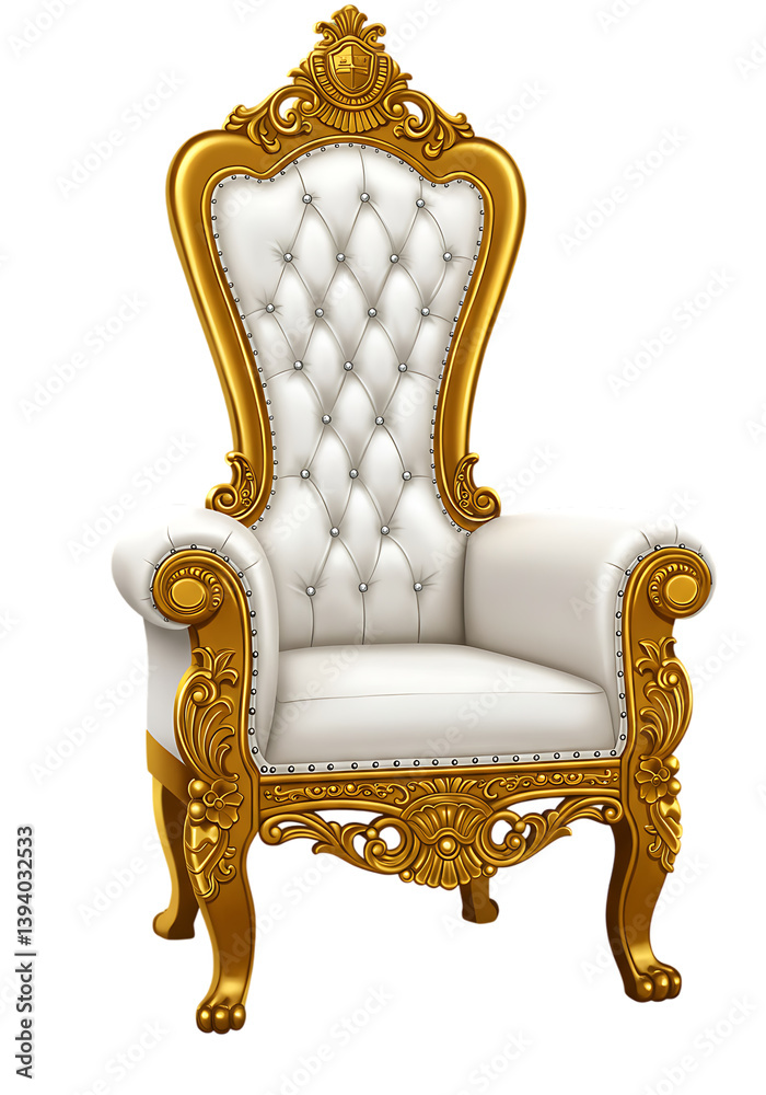 Opulent Royal Throne – Isolated on White Background Opulent Royal Throne – Isolated on White Background
