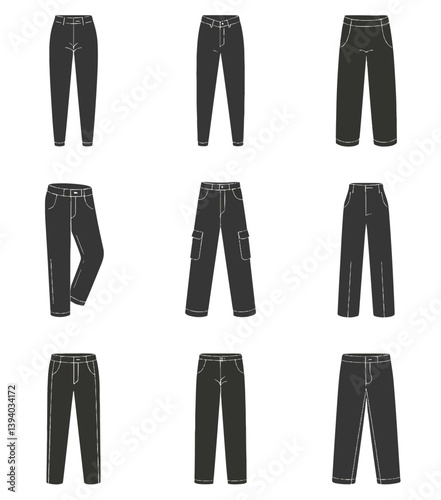pants mockup, cloths mockup, silhouette mockups, mockups, digital, vector mockups, clothes, clothing, fashion, shirt, vector, pants, jacket, jeans, dress, illustration, suit, wear, set, design, style,
