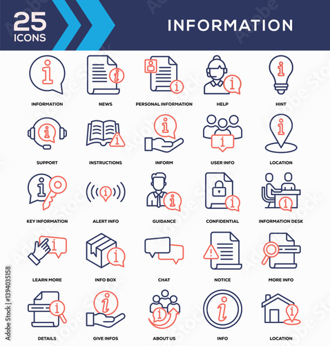 Line Color - Information Icon Collection