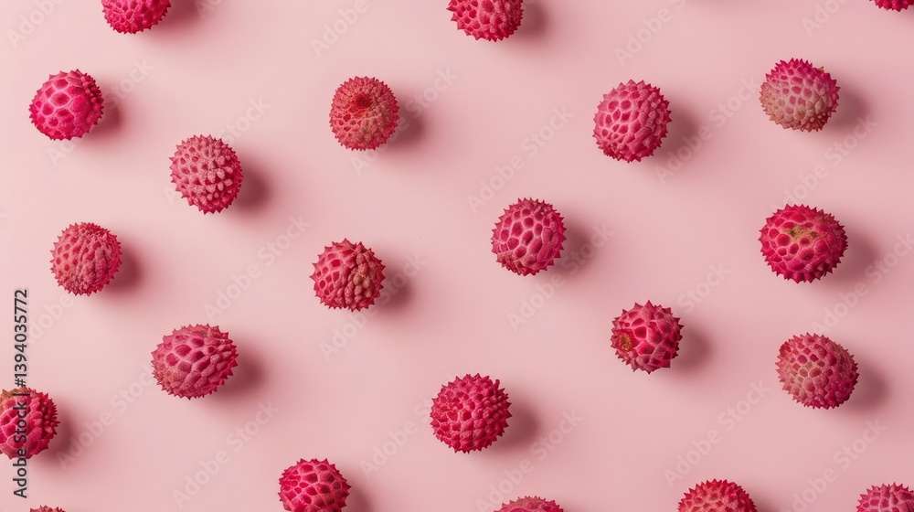 A flat lay of textured pink fruits on a pastel background.