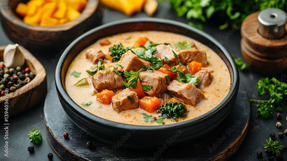 Creamy pumpkin stew with meat Creamy pumpkin stew with meat