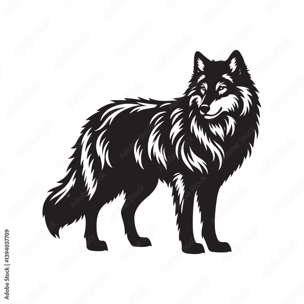 Fototapeta premium Grey wolf Silhouette - Minimalist Grey wolf Vector - Grey wolf minimalist design - Greywolf Illustration.