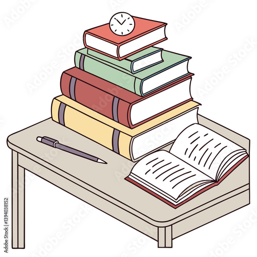A pile of traditional real books used for education at schools and universities for learning and research isolated against a transparent background. 