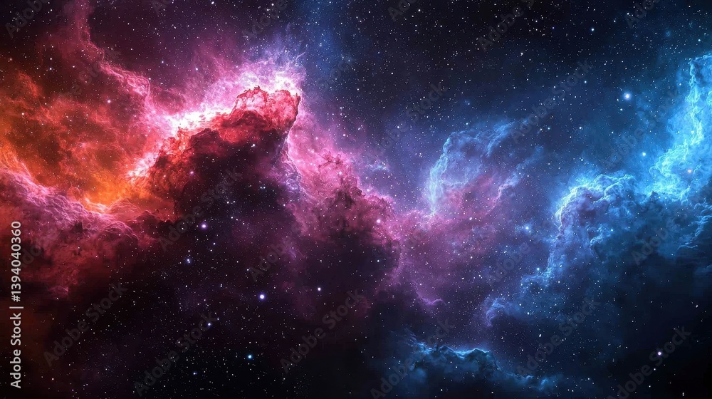 Obraz premium Vibrant cosmic nebula with swirling clouds of pink and blue gas in space