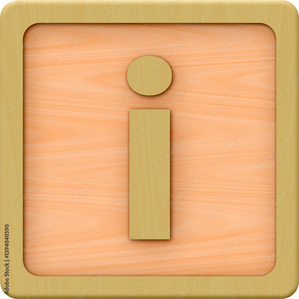 Wooden Alphabet Block with Lowercase Letter i Icon Wooden Alphabet Block with Lowercase Letter i Icon