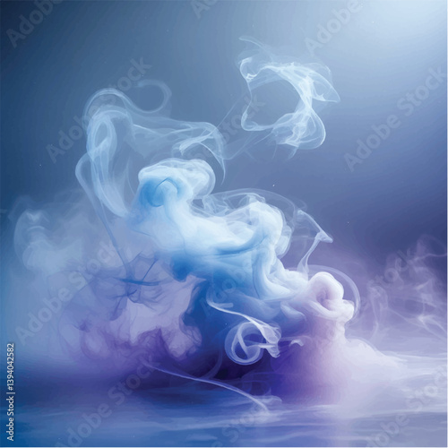 Abstract blue smoke gently drifts across a clean white background
