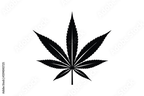 Cannabis leaf icon silhouette on white background