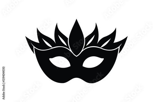 Carnival mask silhouette on white background