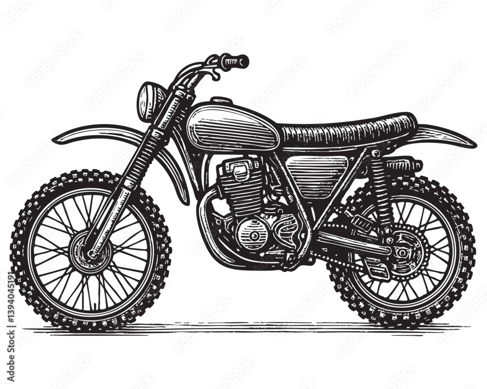 Fototapeta premium Classic Motorcycle Vintage Engraving Style