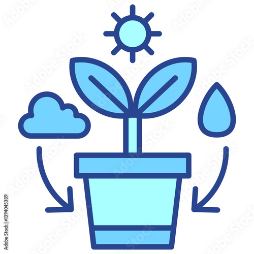 Photosynthesis Blue Outline icon