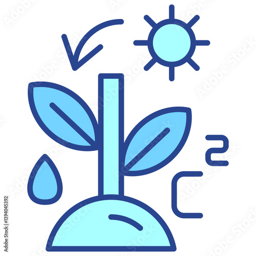 Photosynthesis Blue Outline icon