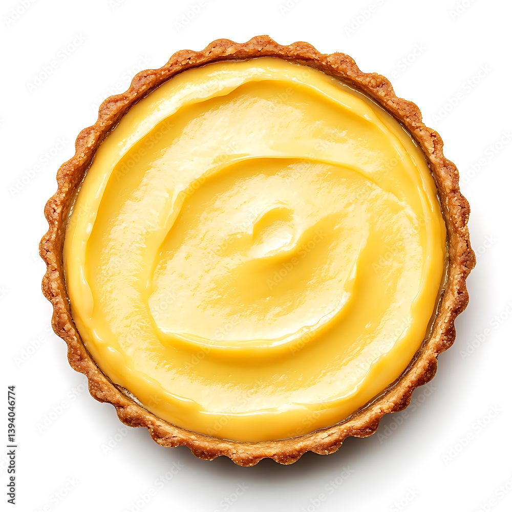 Delicate and creamy lemon tart with a smooth texture and tangy flavor, isolated white background, modern art style Delicate and creamy lemon tart with a smooth texture and tangy flavor, isolated white background, modern art style