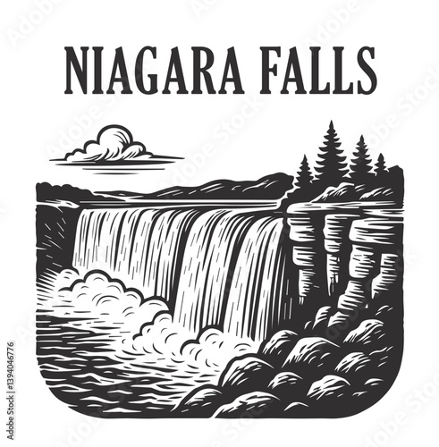 niagara falls state park vector illustration