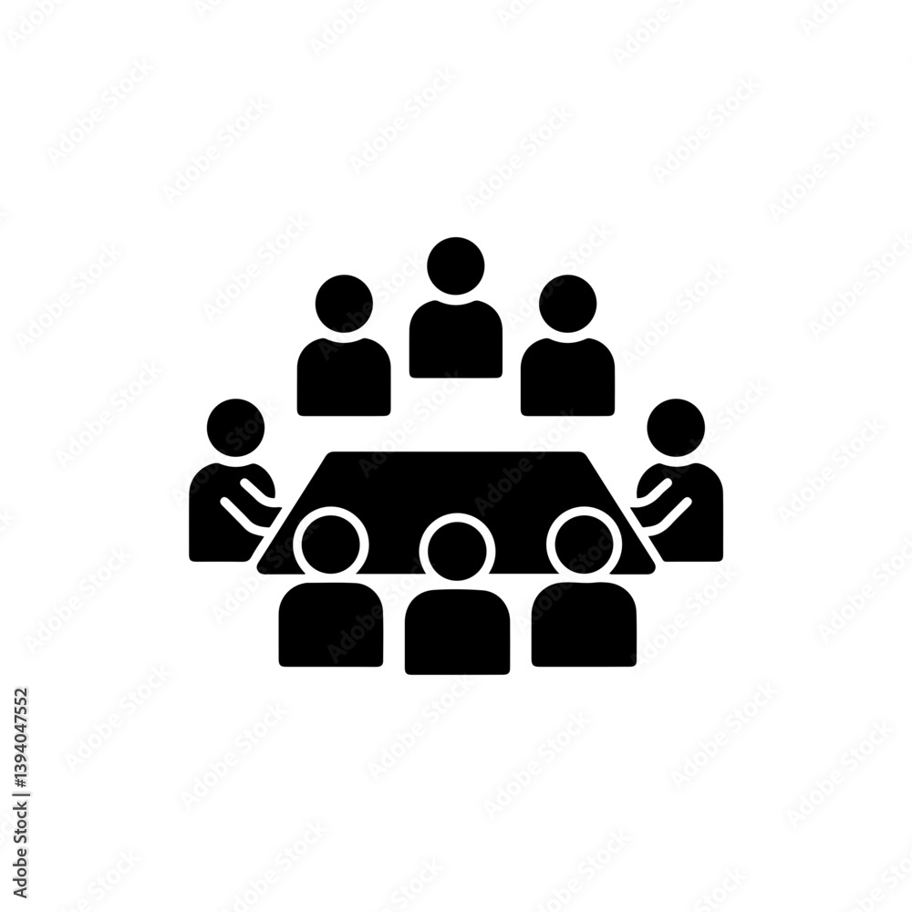 Focus Group Discussion Icon - People Around Table Filled Focus Group Discussion Icon - People Around Table Filled