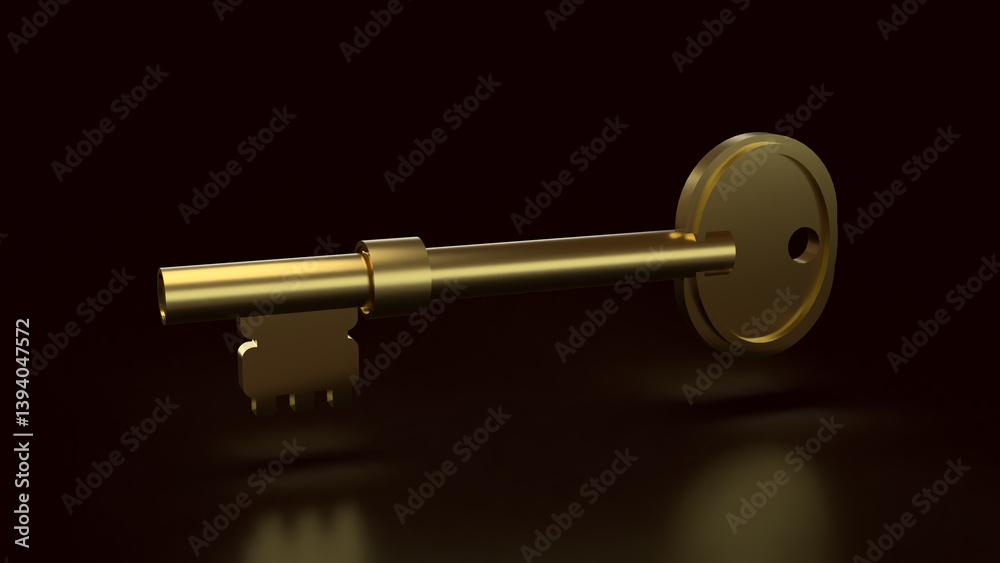 The Gold key for security or business concept 3d Rendering. The Gold key for security or business concept 3d Rendering.