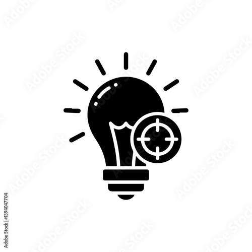 Opportunity Analysis Icon Lightbulb Target Flat Black