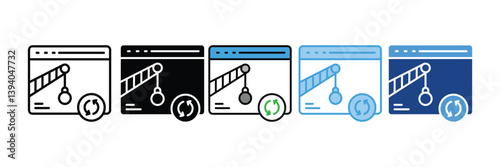 Demolition Site Icon Set Multiple Style Collection