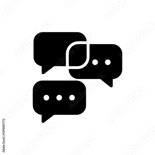 Qualitative Research Icon - Chat Bubbles in Black Solid Style