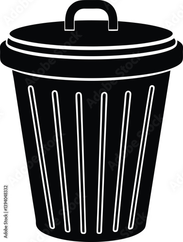 Trash can silhouette vector minimal garbage bin illustration