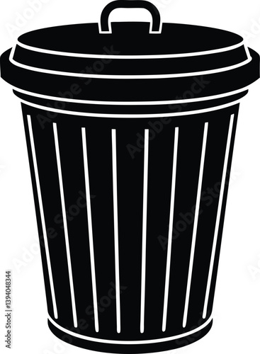 Trash can silhouette vector minimal garbage bin illustration