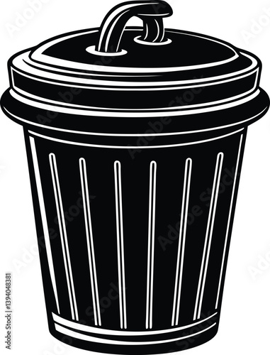 Trash can silhouette vector minimal garbage bin illustration