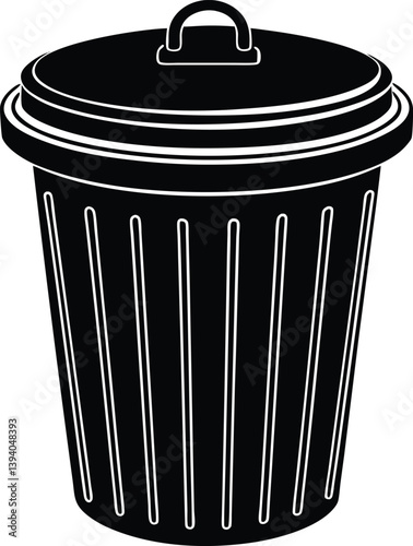Trash can silhouette vector minimal garbage bin illustration