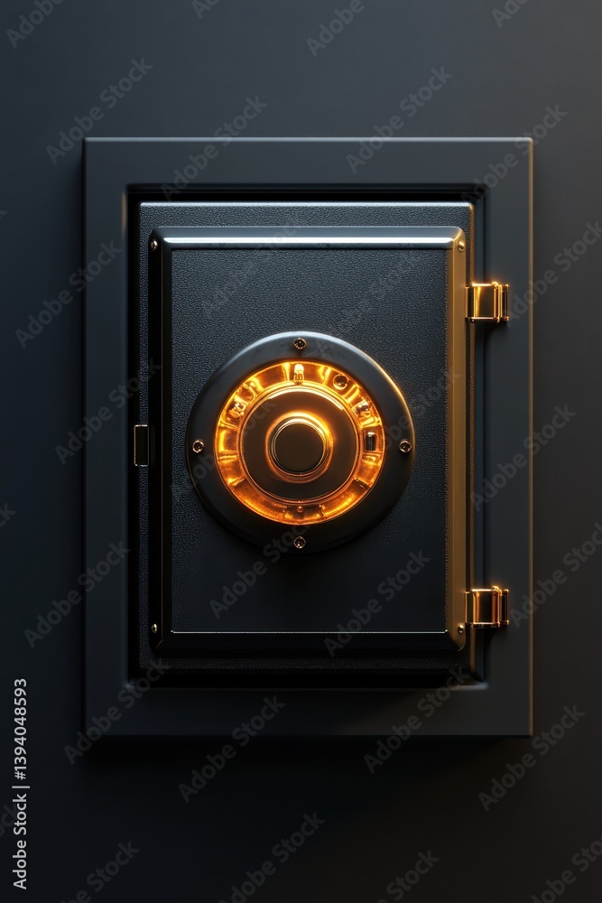 Dark, modern safe with golden dial Dark, modern safe with golden dial