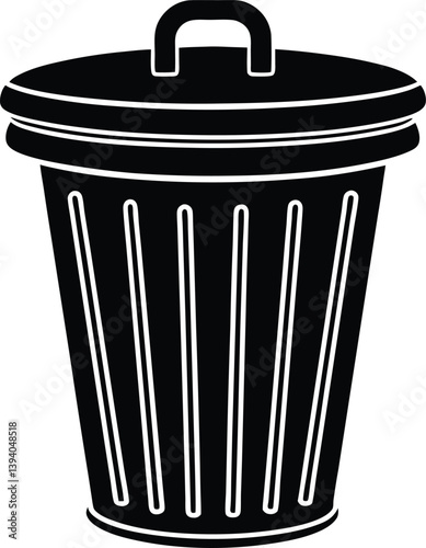 Trash can silhouette vector minimal garbage bin illustration