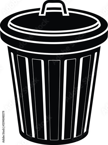 Trash can silhouette vector minimal garbage bin illustration